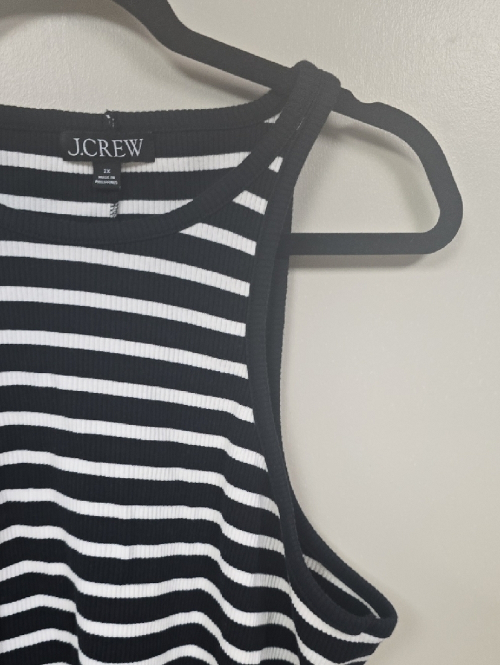 J. Crew Black & White Striped Ribbed Racerback Tank - Picture 3 of 4